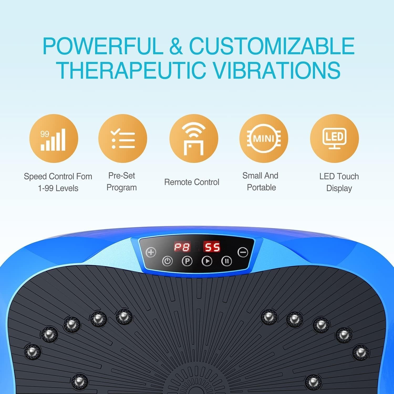 Blue Compact Vibration Plate Exercise Machine 99 Speeds Lymphatic Drainage