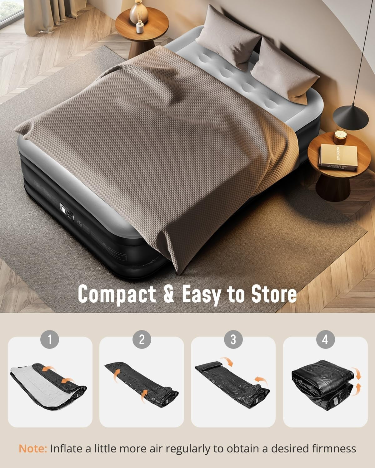 Luxury Double Air Mattress Built-In Electric Pump Raised Inflatable Bed