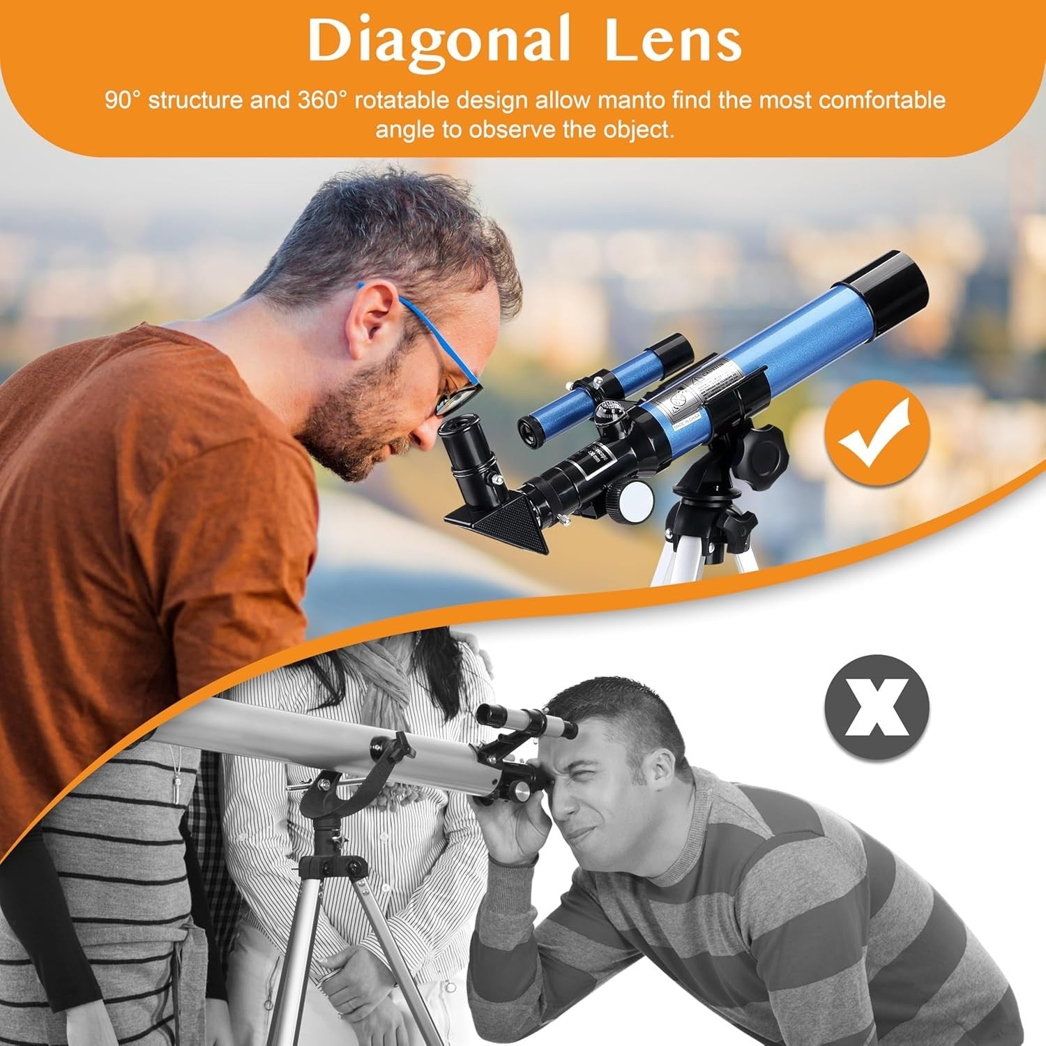 40mm Aperture 400mm Refractor Telescope for Kids & Beginners with Tripod - Blue