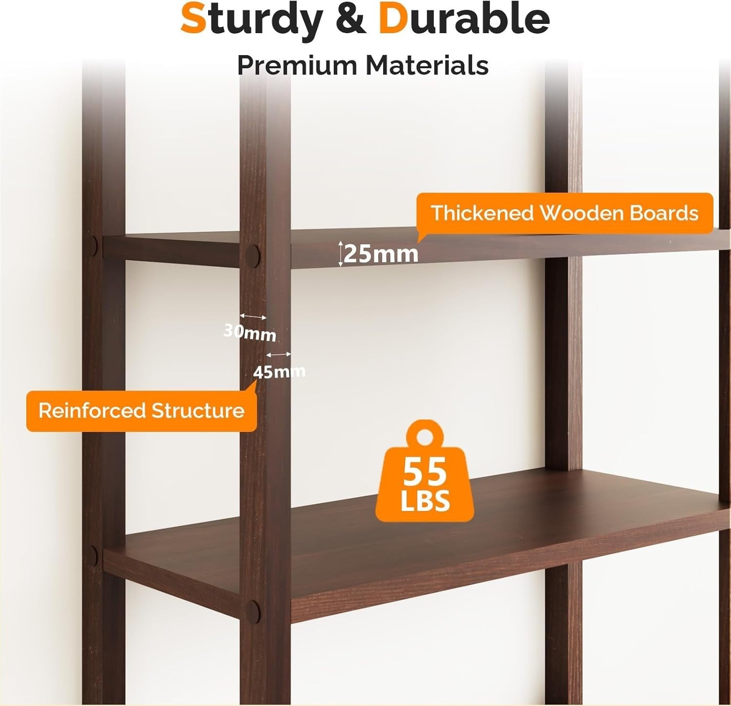 6 Tier Bookcase with Doors Fluted Panel Bookshelf Adjustable Storage Cabinet
