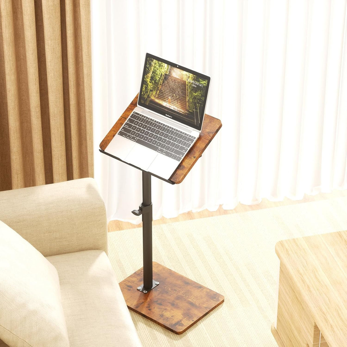 Adjustable Sofa Armrest Tray Table Laptop Stand Couch Side Desk Swivel