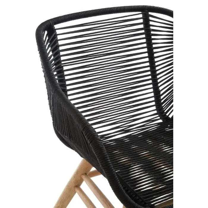 Modern Black Rope Armchair Lounge Chair Wood Legs Nordic Accent Seat