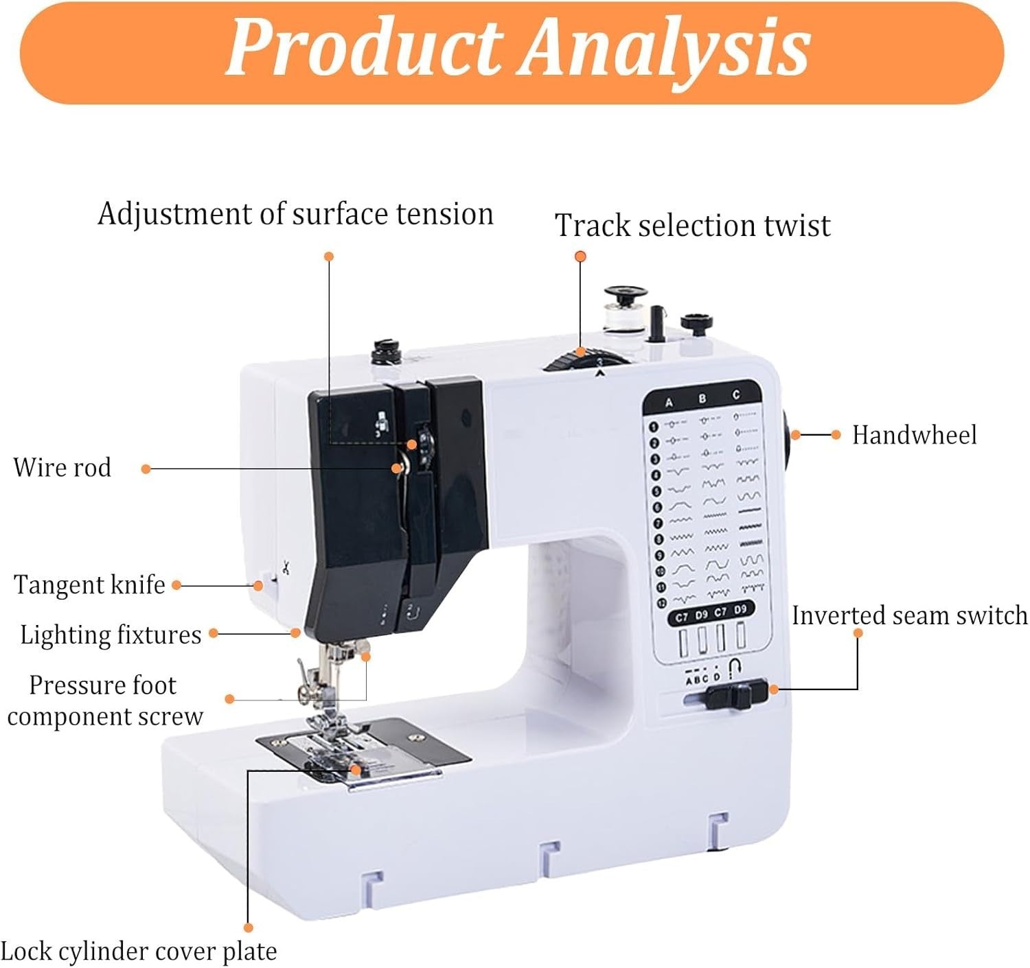 38 Stitch Sewing Machine Portable Electric LED Foot Pedal Table