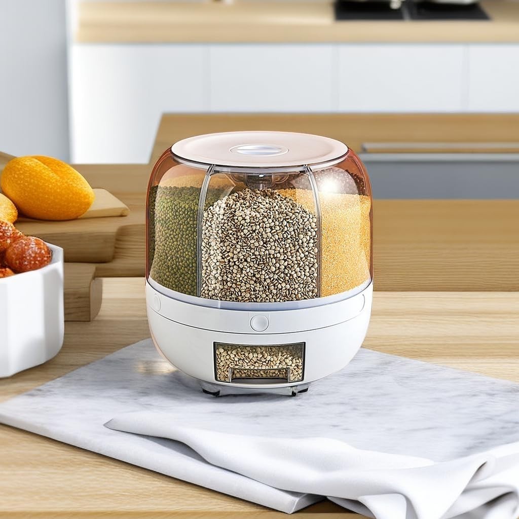 5KG 6 Compartment 360° Rotating Rice Dispenser