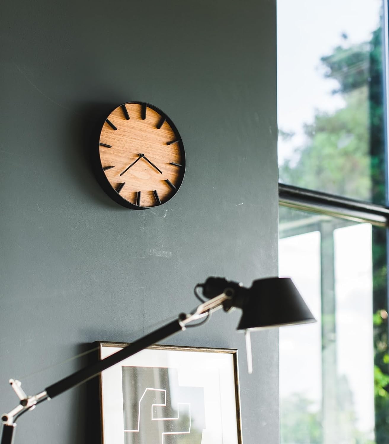 Modern Walnut Wood Wall Clock Silent Non-Ticking Large Display Decor