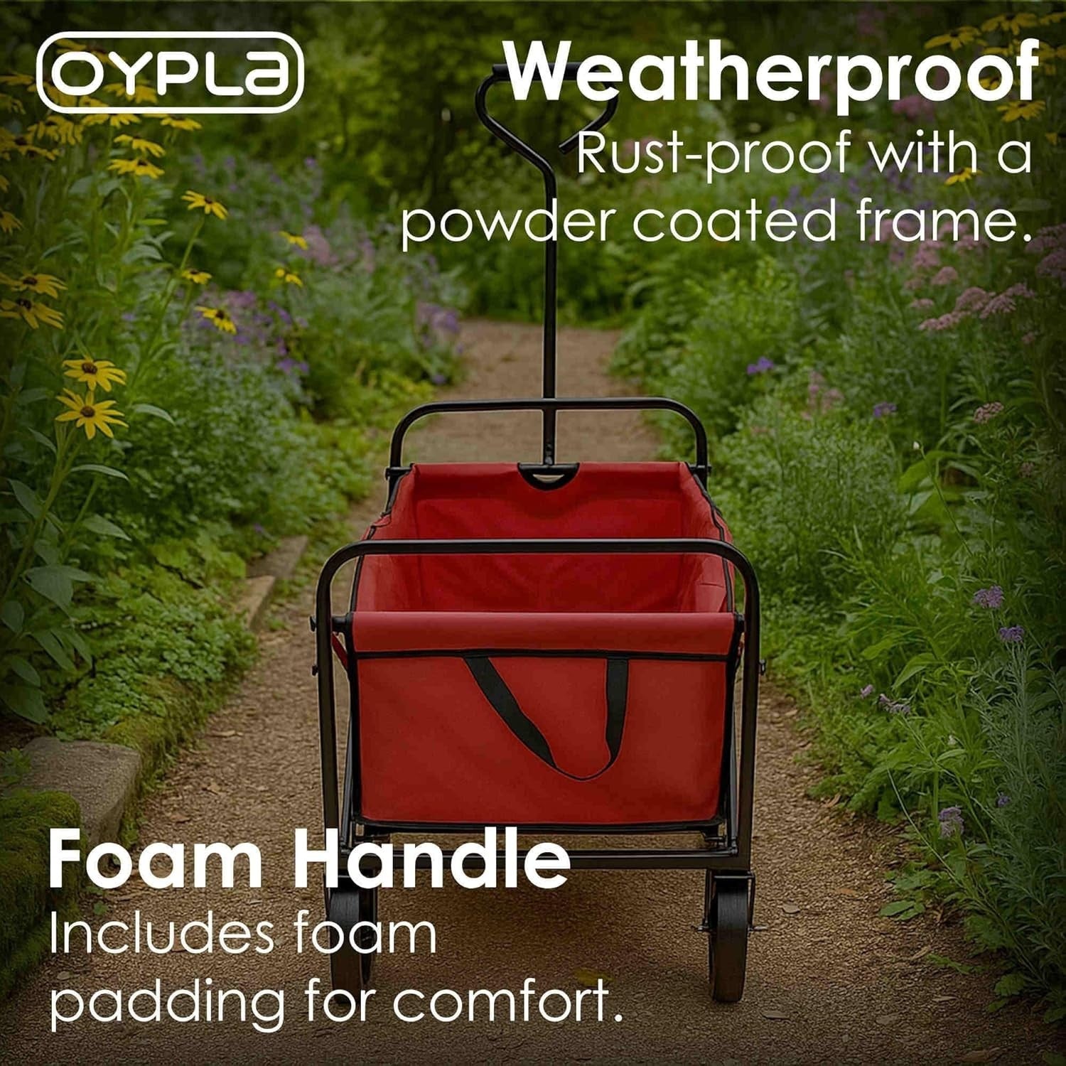 Heavy Duty Foldable Garden Festival Trolley Wagon Cart 70kg Capacity – Red