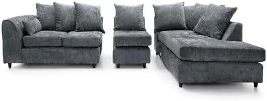 Spacious 5-Seater Grey Corner Sofa L-Shape Modular with Memory Foam Cushions