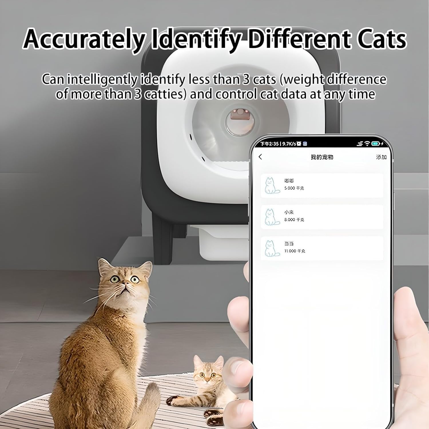 Self Cleaning Cat Litter Box APP Video Monitor 72L Smart Auto Tray