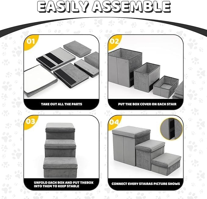 3-Step Dog Stairs Ramp Non-Slip Foam Pet Steps Bed Sofa