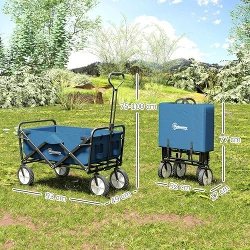 Folding Festival Trolley 90L Portable Camping Garden Cart on Wheels