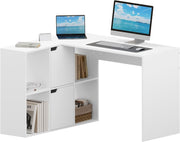 Corner L-Shaped Desk 120x100cm with 6 Storage Cubes Double Top White