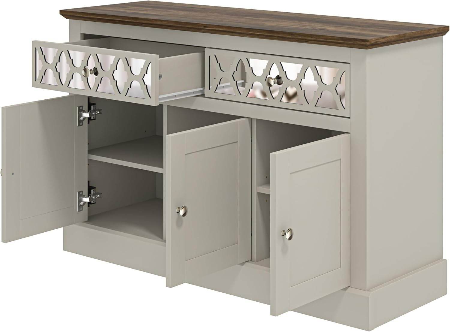 Luxury Sideboard Cabinet Grey Oak Storage Drawers Modern Living Room Unit