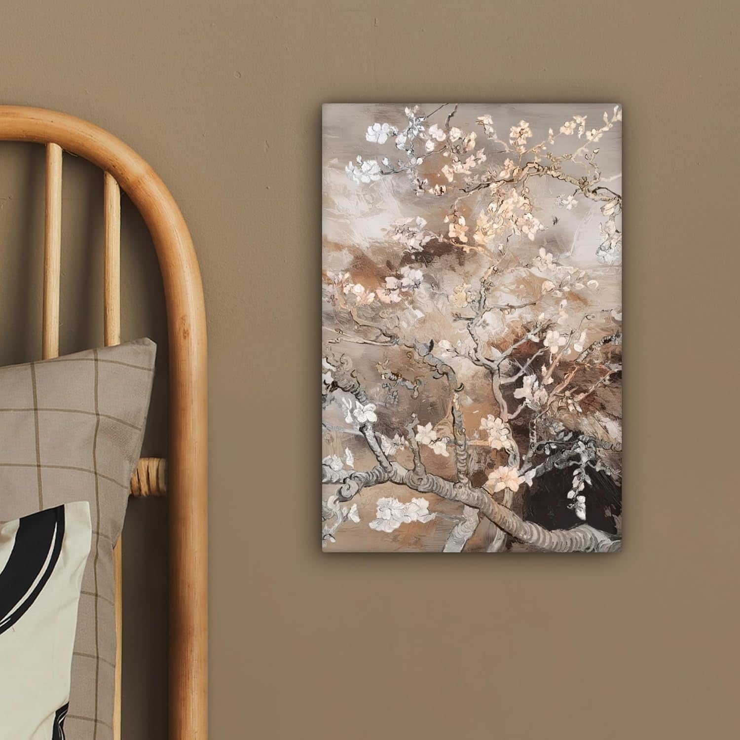 Almond Blossom Canvas Wall Art 20x30cm Beige Floral Framed Print
