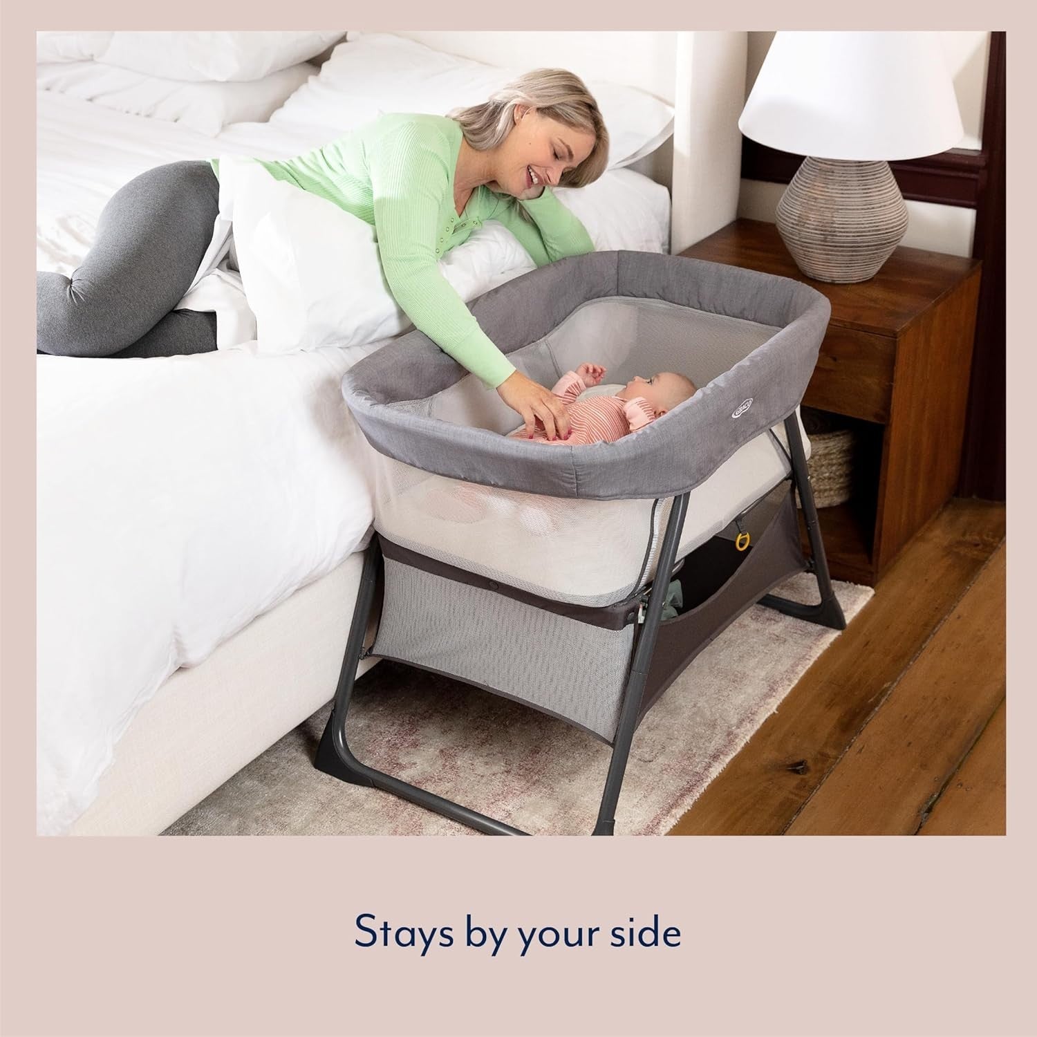 Portable Bedside Baby Bassinet Crib Travel Cot Folding Lightweight with Storage