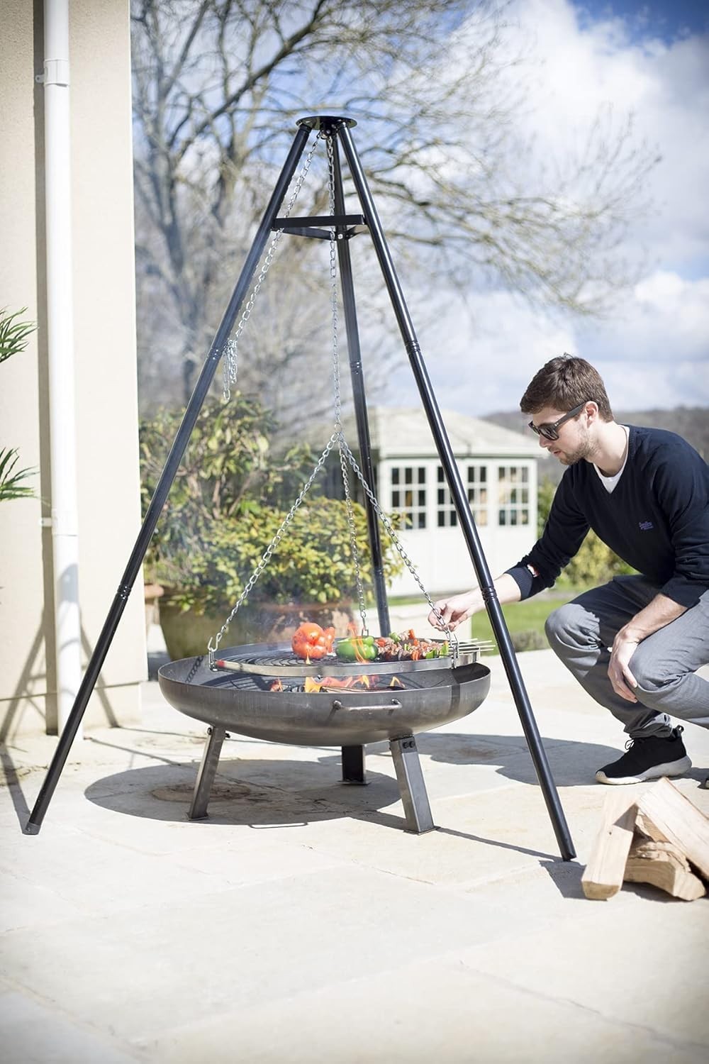 Tripod BBQ Grill with Adjustable Height – Portable Outdoor Cooking Stand