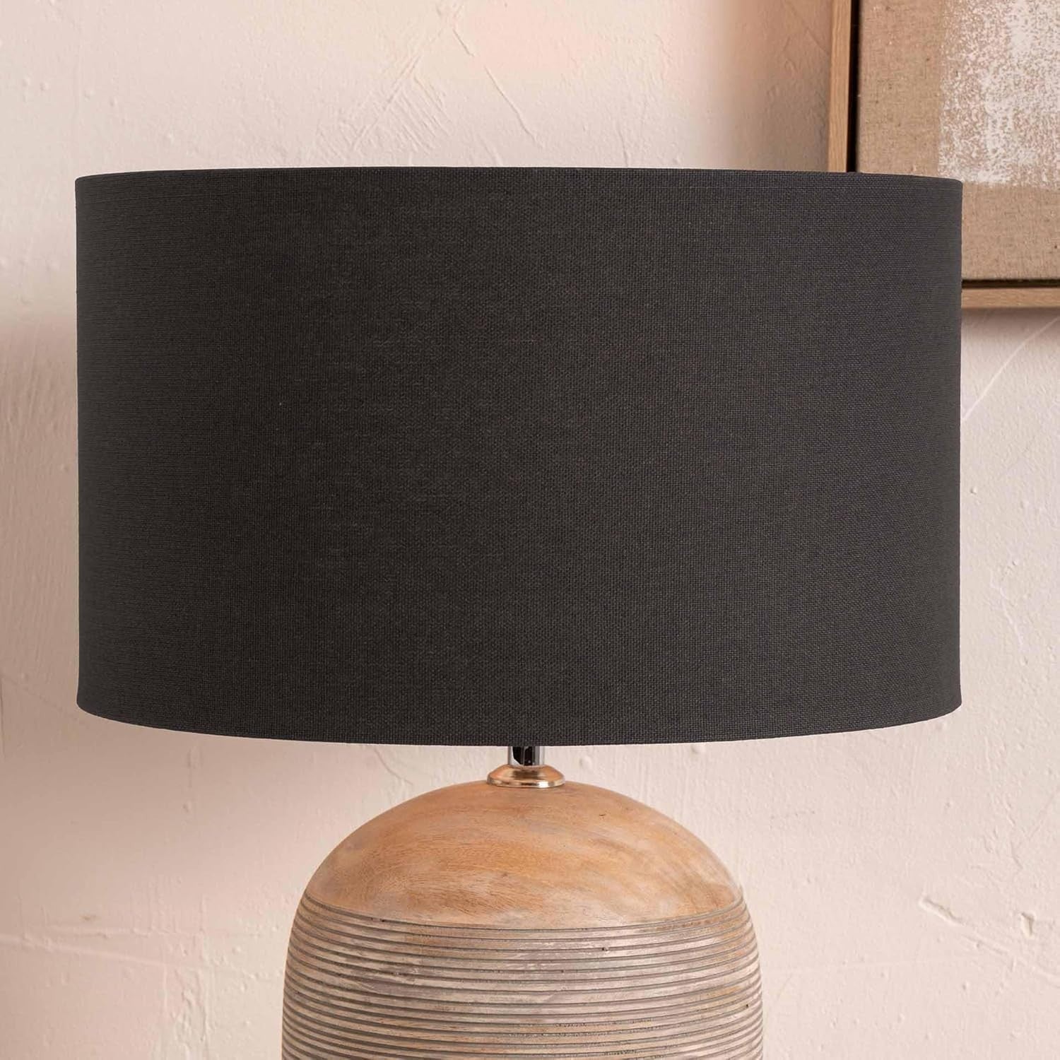 Dark Grey Drum Lampshade 45cm Cotton Cylinder Lined Table Floor Lamps