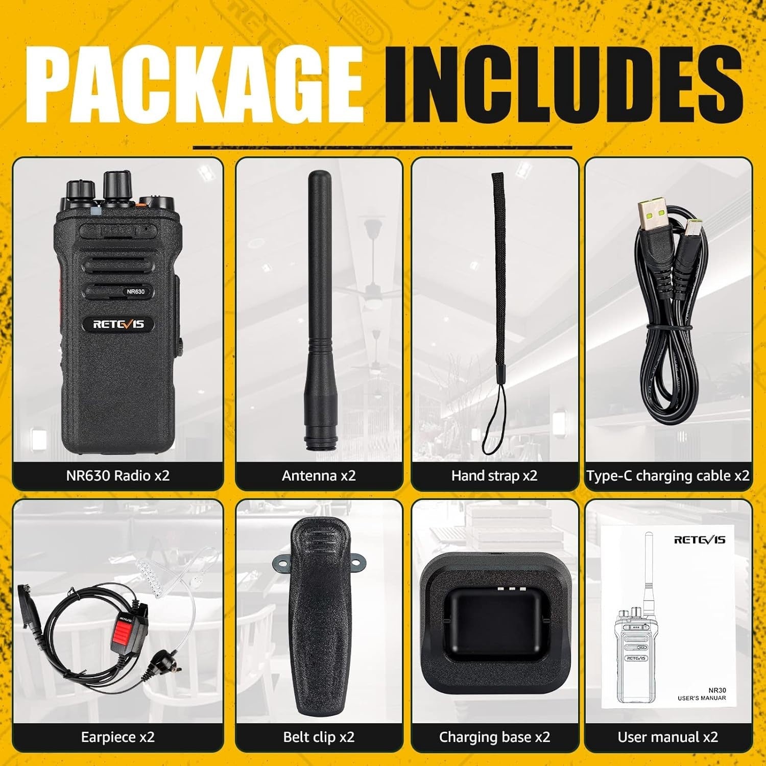 IP67 Waterproof Walkie Talkies 2 Pack Long Range 2800mAh Group Call