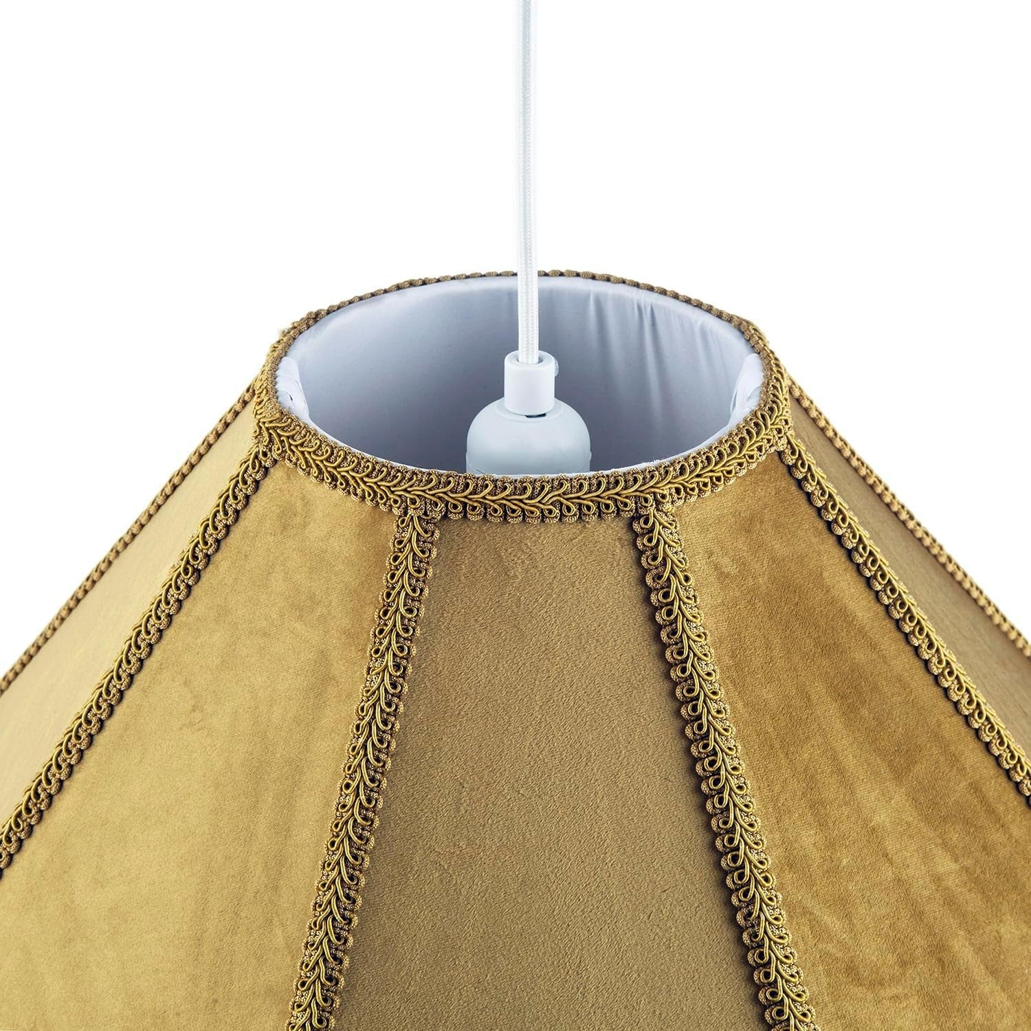 Olive Green Velvet Empire Lampshade 40cm Tassel Pendant Table Floor Shade