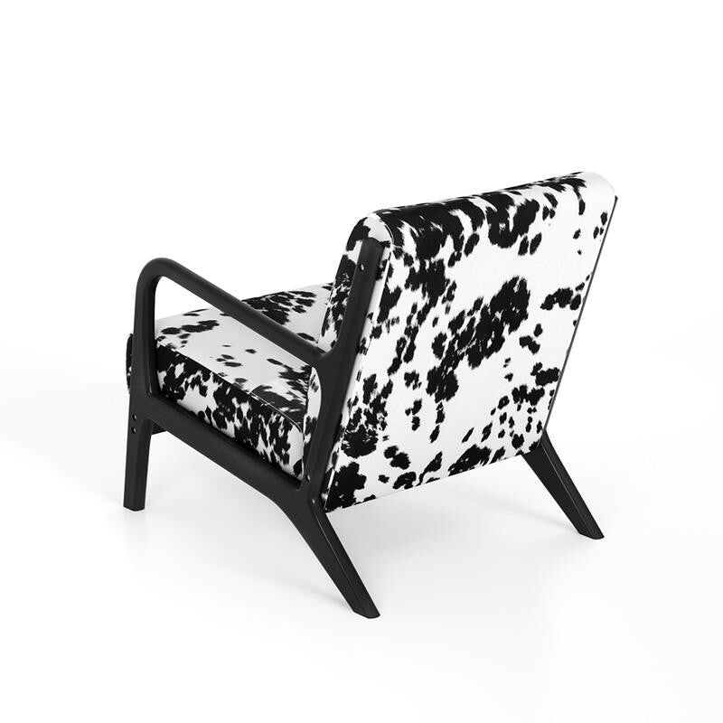 Velvet Spot Print Armchair High Back Lounge Chair with Wood Frame