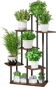 7 Tier Black Metal Plant Stand Indoor Outdoor Corner Tall Flower Shelf Rack