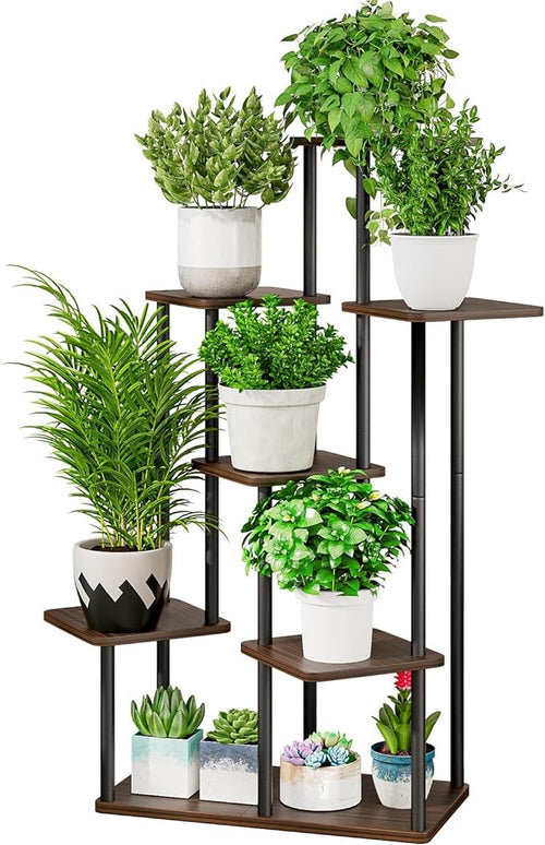 7 Tier Black Metal Plant Stand Indoor Outdoor Corner Tall Flower Shelf Rack