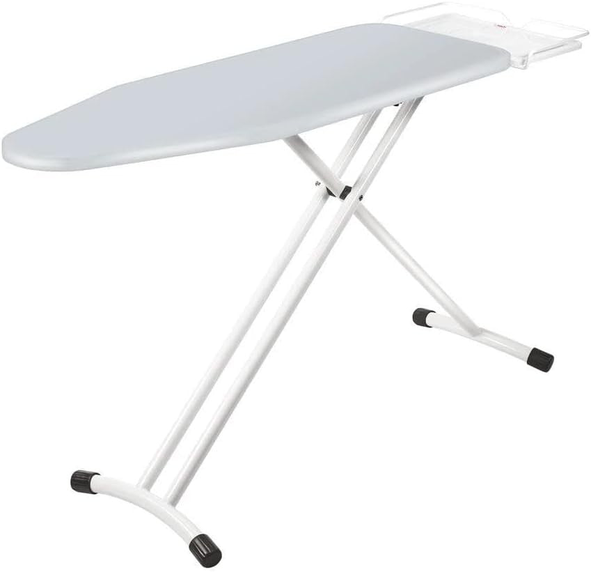 Extra Large Adjustable Ironing Board with Steam Surface Iron Rest Grey White
