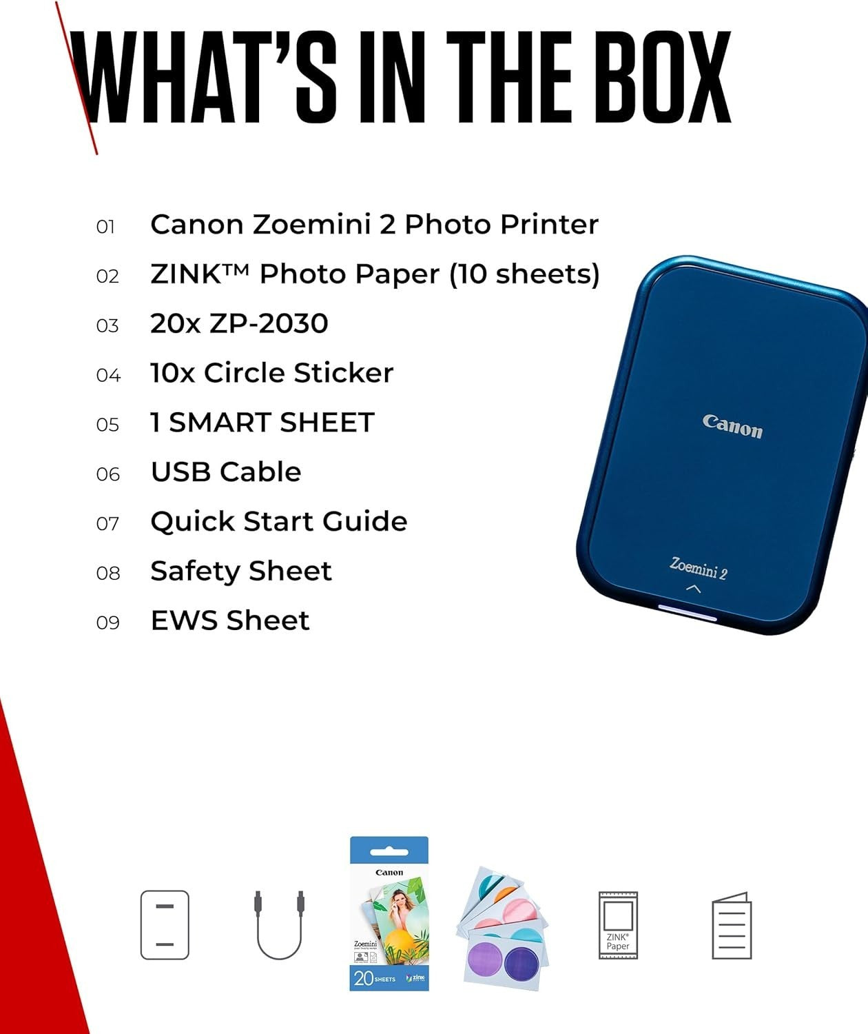 Portable Wireless Photo Printer | Compact ZINK, Bluetooth, USB-C, Navy Blue