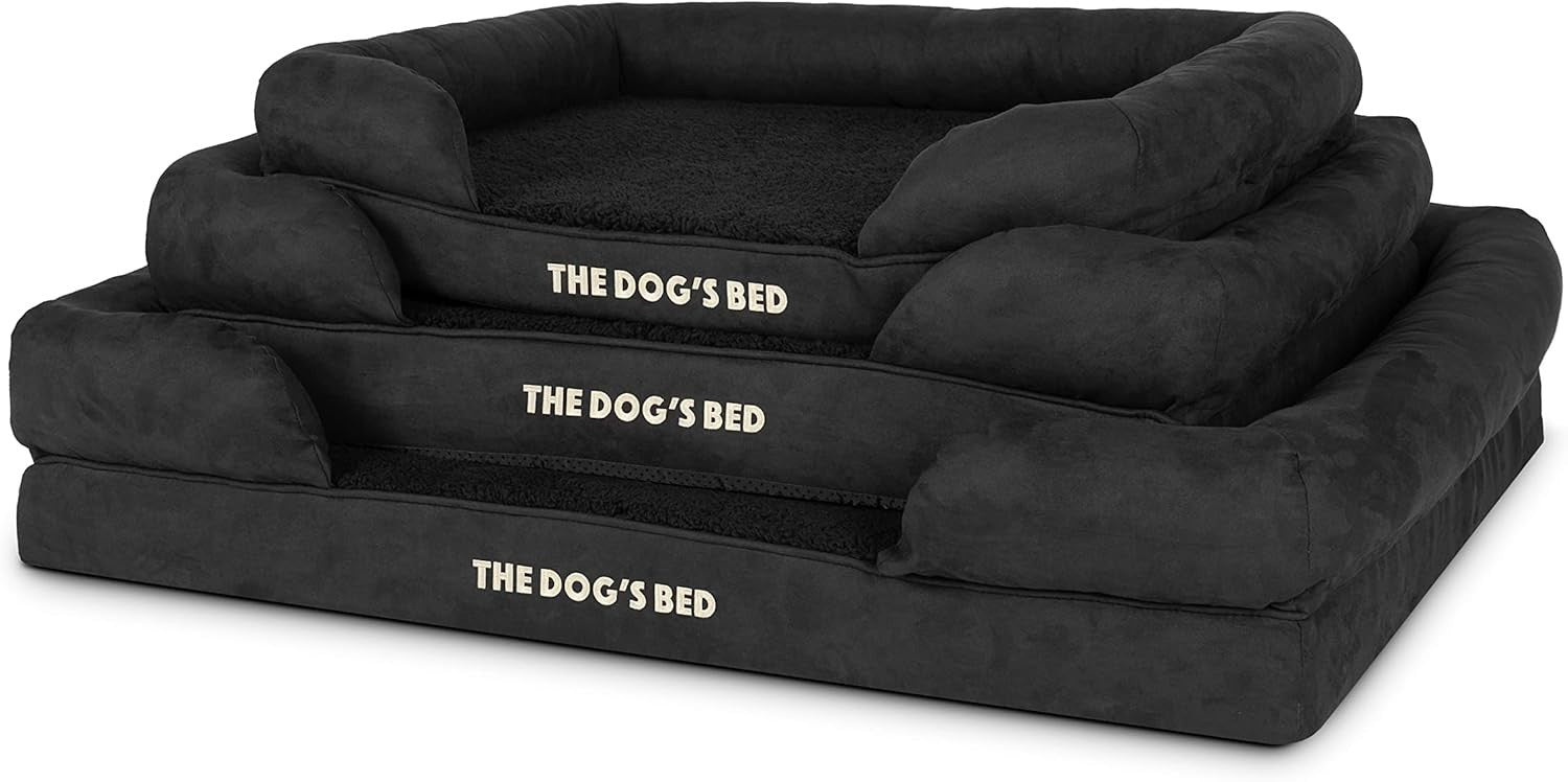 XXL Orthopedic Memory Foam Dog Bed Black Plush