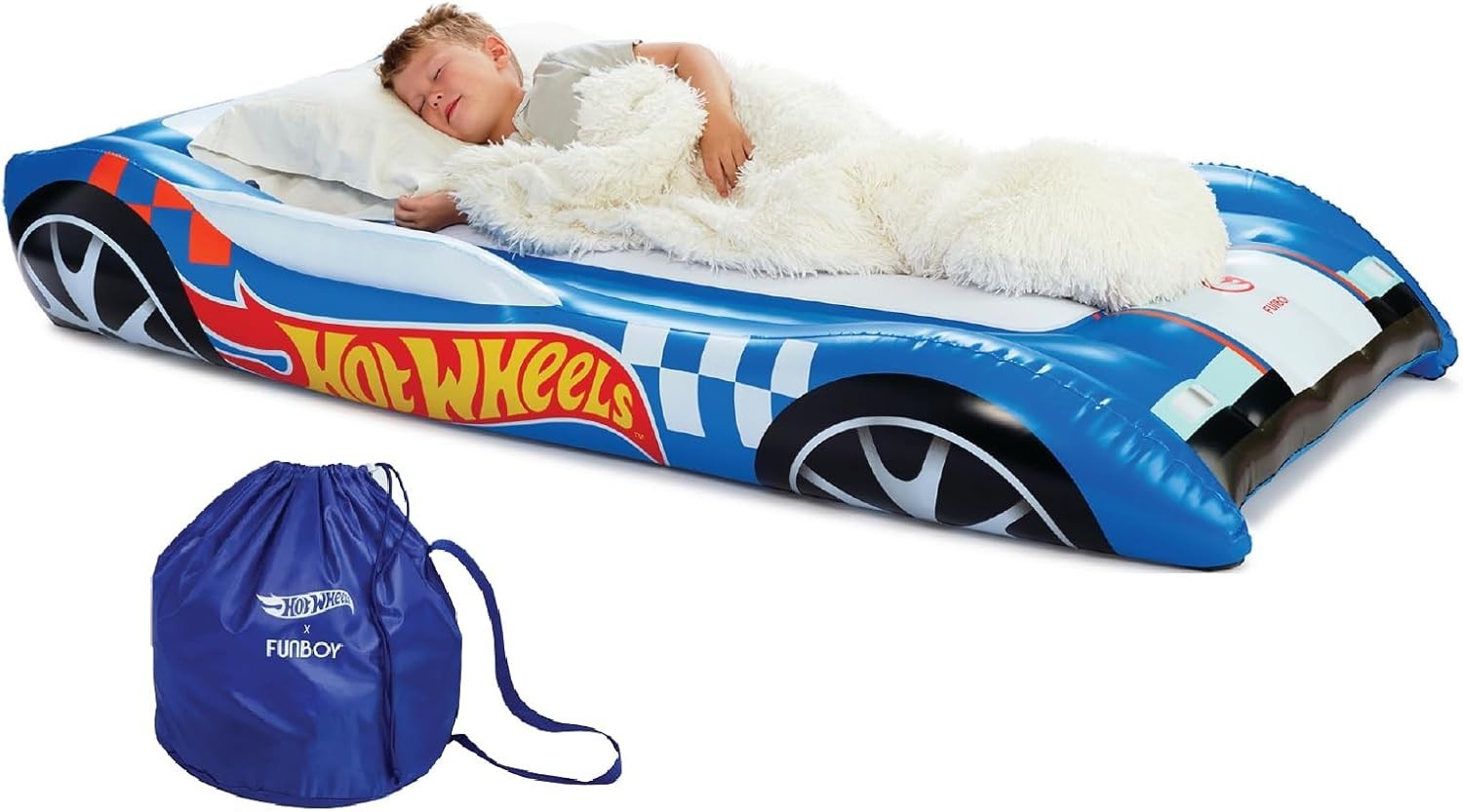Kids Air Mattress Twin Bed – Sleepover Flocked Inflatable with Carry Bag