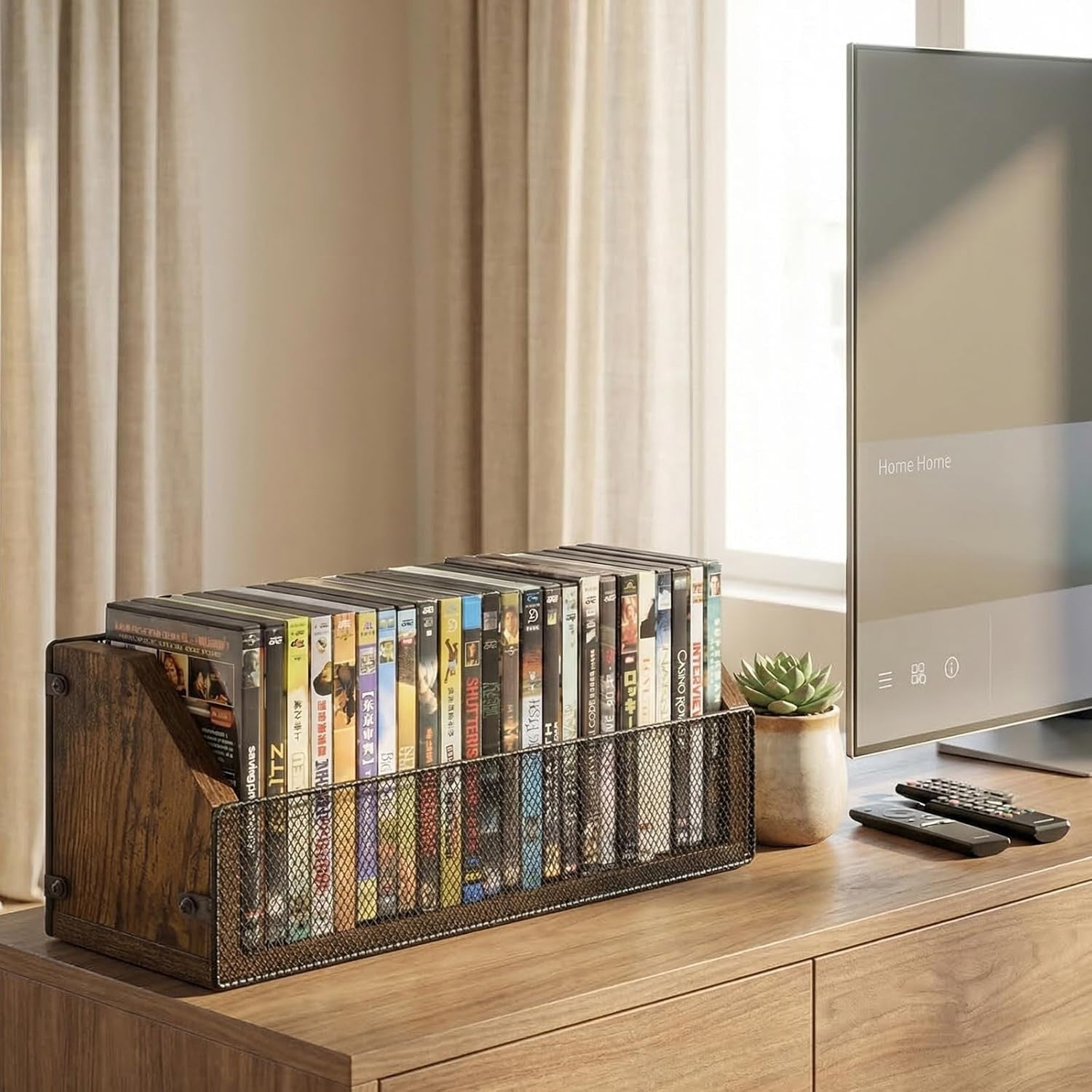CD Storage Rack Holds 64 Cases Desktop Organizer DVD Game Shelf