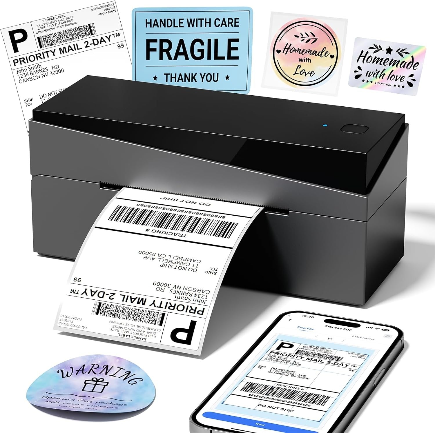 4x6 Bluetooth Thermal Label Printer Shipping Inkless USB