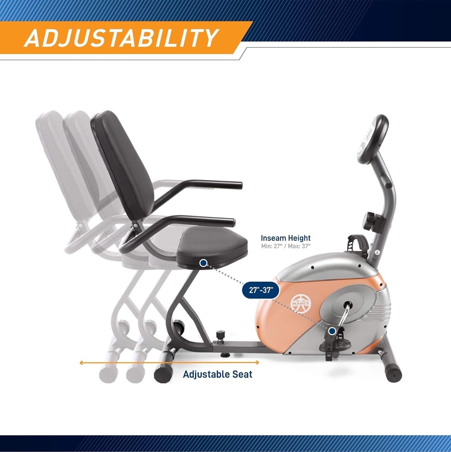 Recumbent Exercise Bike Magnetic 8 Level LCD Adjustable Handlebars Home Fitness