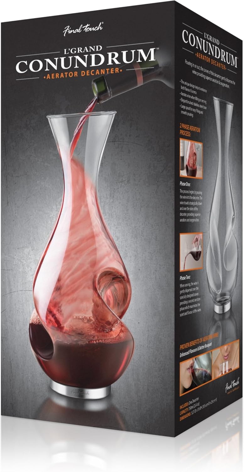 750ml Conundrum Wine Decanter Borosilicate Glass 2-Phase Aerator Gift Set