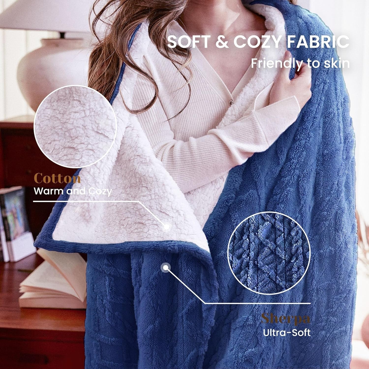 Electric Heated Throw Blanket Soft Large 9 Heat Timer Washable 130x160cm