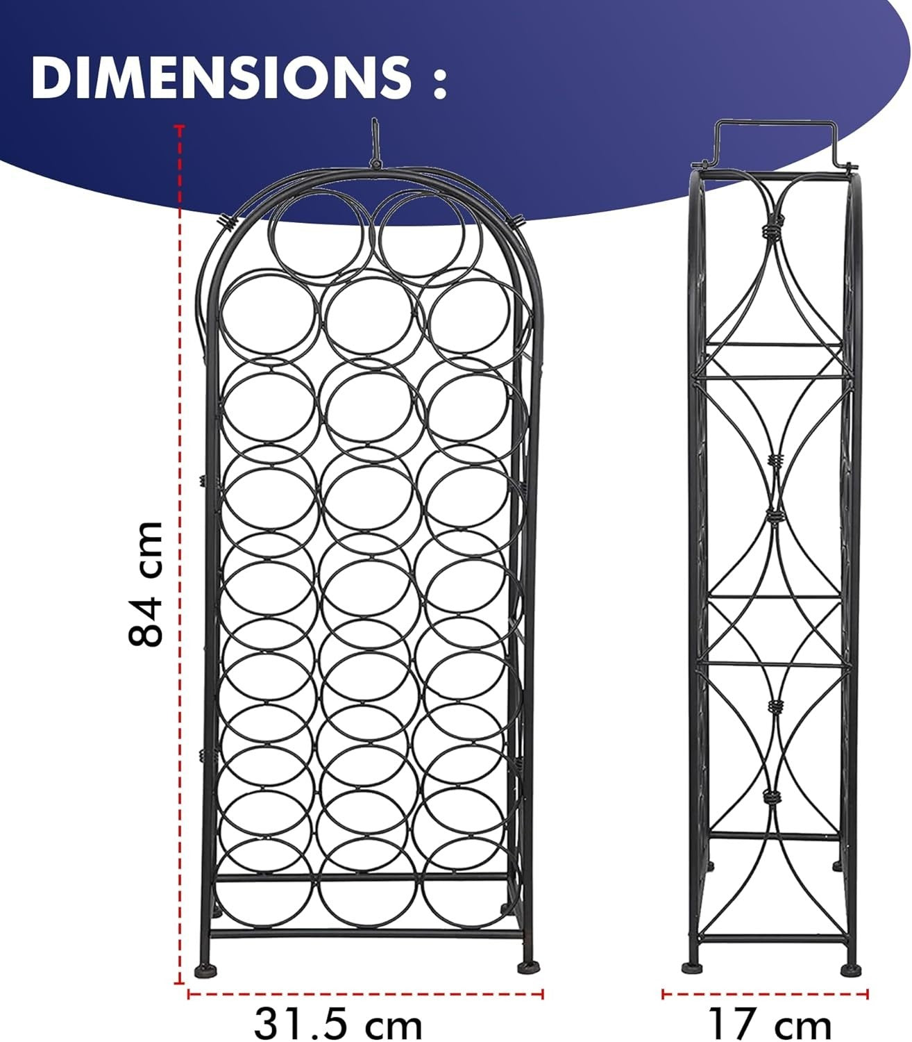 23 Bottle Wine Rack Free Standing Metal Storage Shelf Tall Slim Floor Display