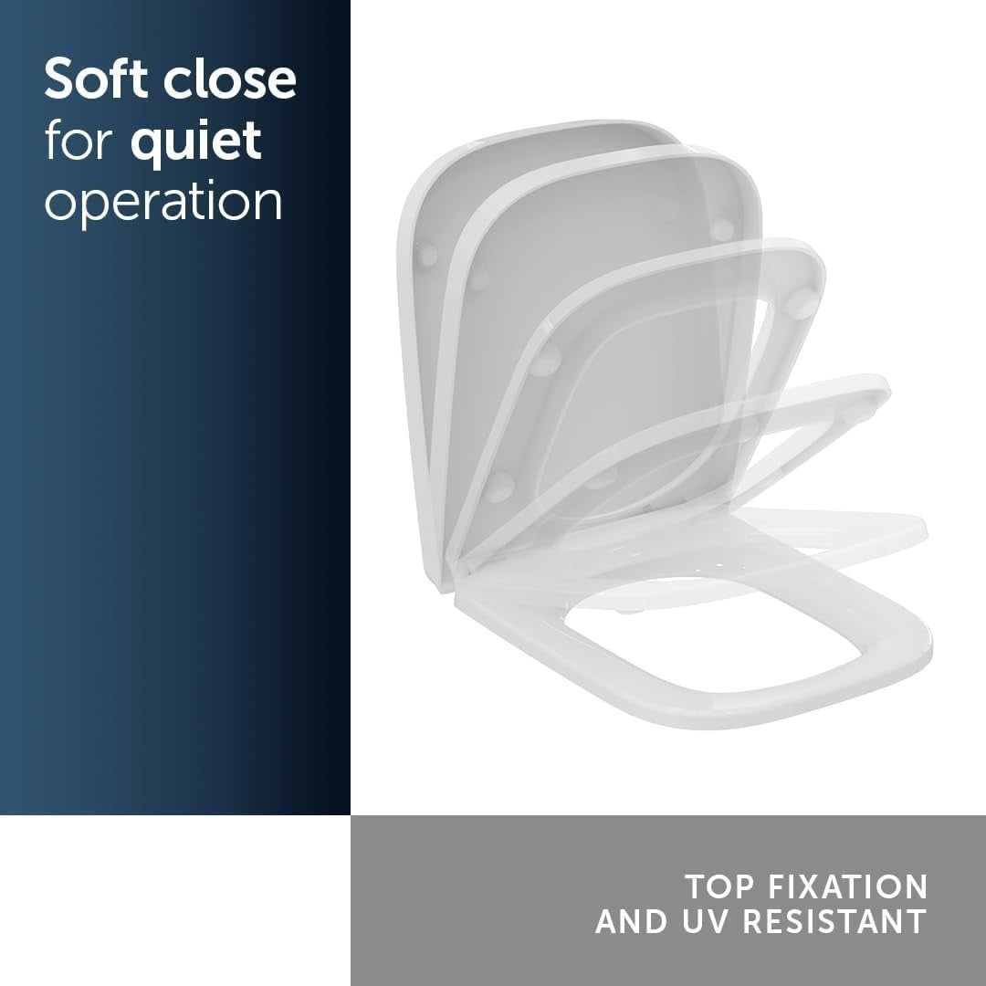 Square WC Toilet Seat White Wrapover Soft Close Quick Release Duroplast