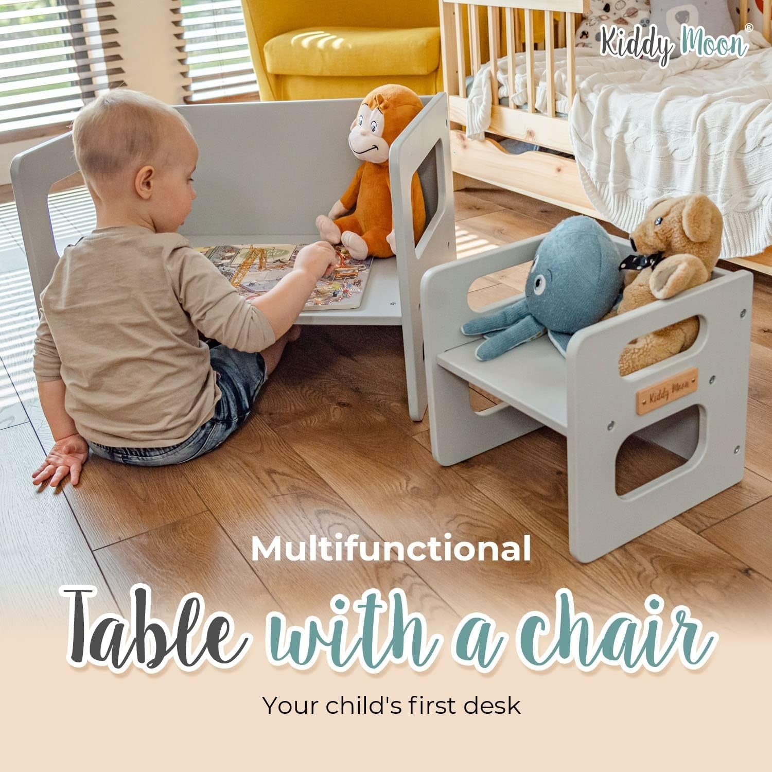 Kids Wooden Table & Chair Set with Rounded Edges Safe Non-Toxic Paint