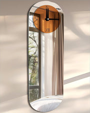 Large Silver & Brown Arched Wall Clock - Modern Roman Numerals Silent Timepiece