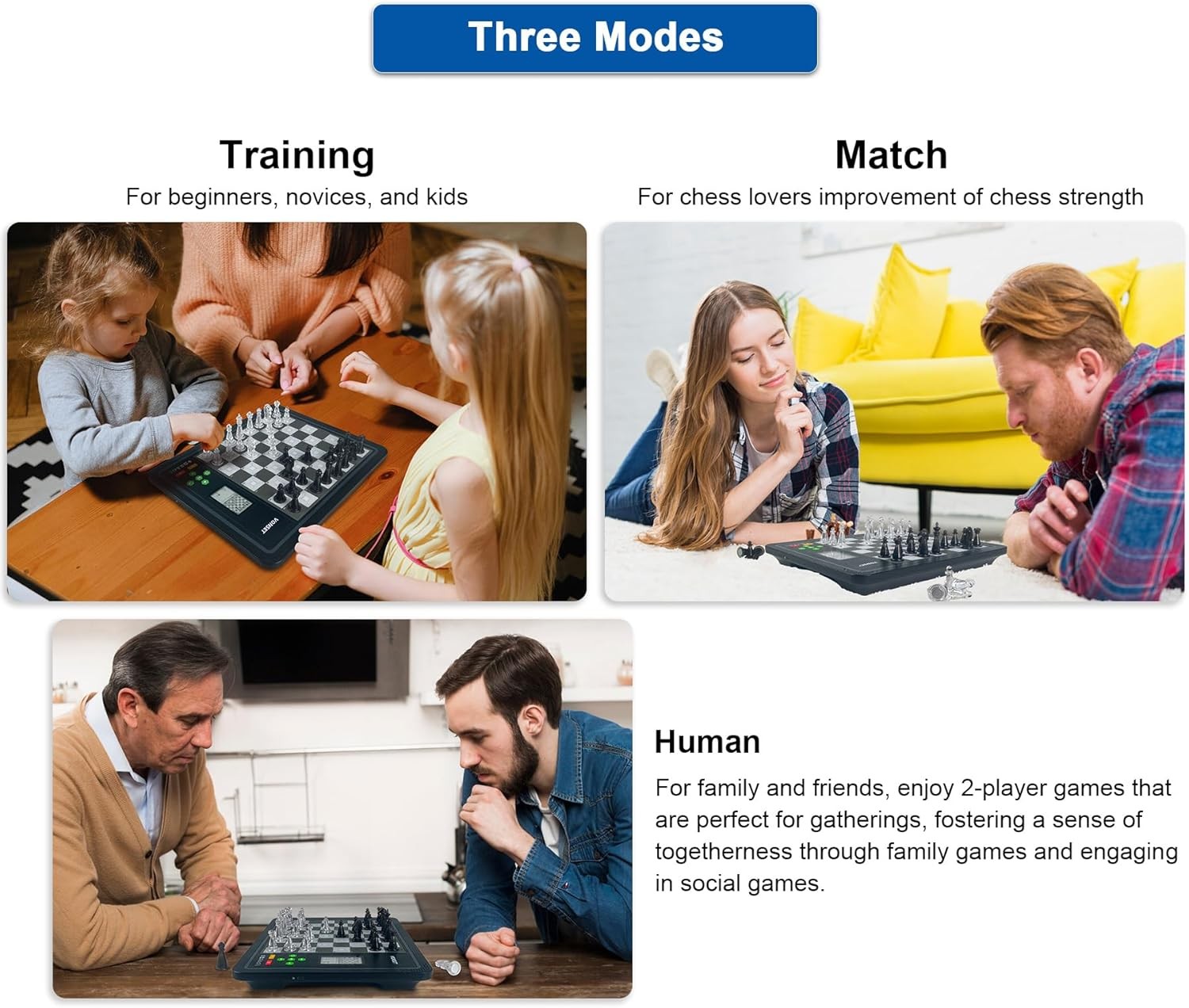 Electronic Chess Set w/ LED Lights & Display, Magnetic Computer Board