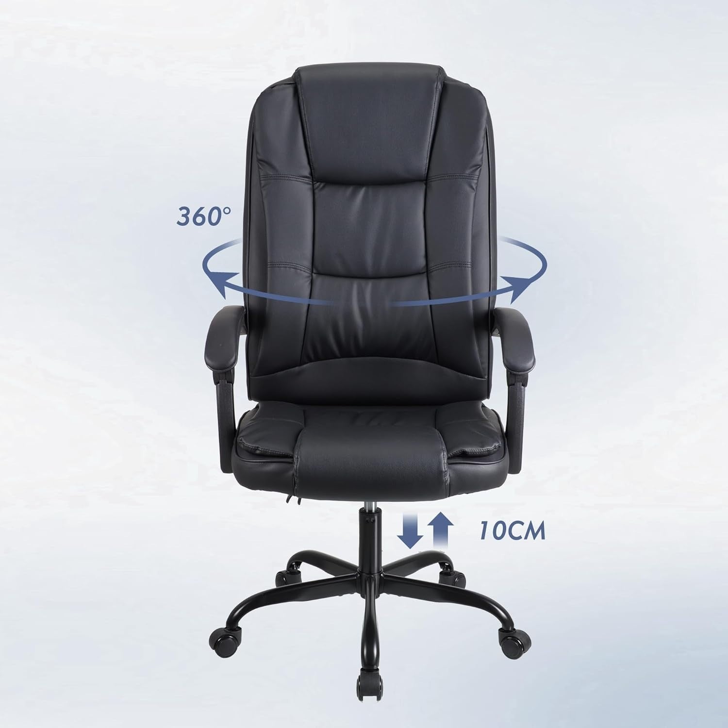 Executive Office Chair Swivel Recliner Ergonomic Headrest Faux Leather Black