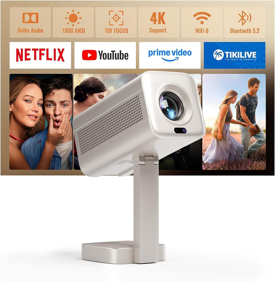 Smart Mini 4K Projector WiFi 6 Bluetooth Auto Focus 1080P Netflix