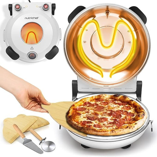 Electric Pizza Oven 30cm 425°C Non-Stick Stone Countertop Cooker White 1200W