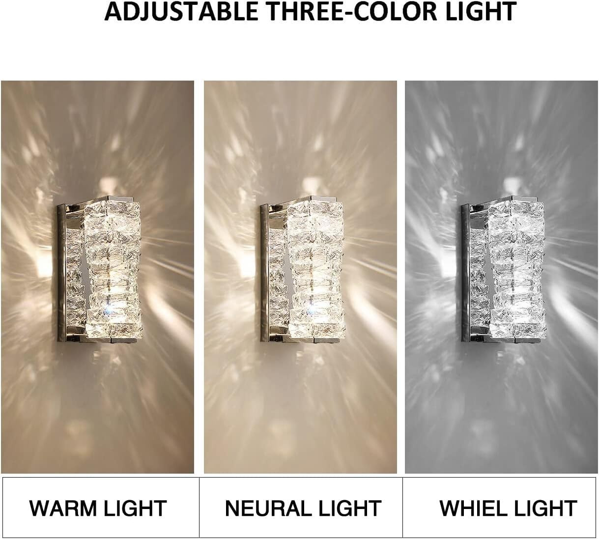 Silver Crystal Wall Light LED Sconce | Elegant Bedroom & Hallway Lamp