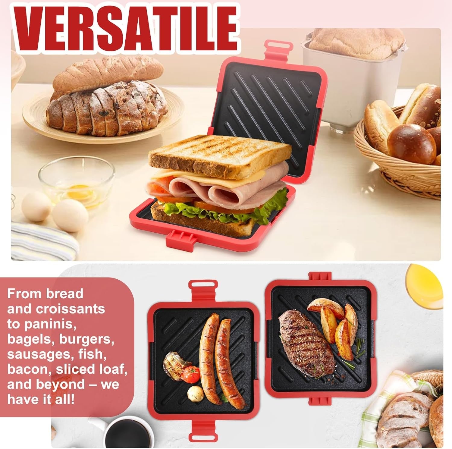 Microwave Toastie Sandwich Maker Non Stick Panini Press