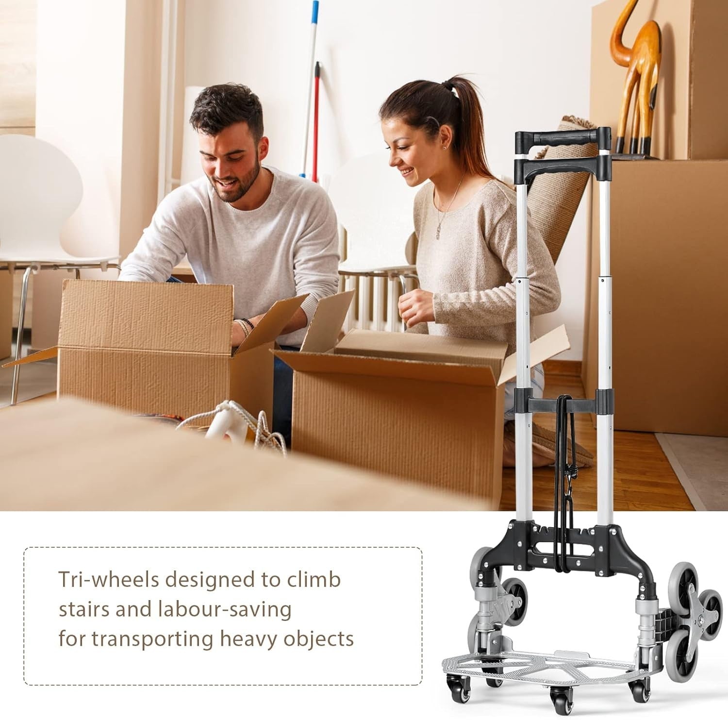 10 Wheel Folding Stair Climbing Sack Truck Aluminium 80kg Handle Cart