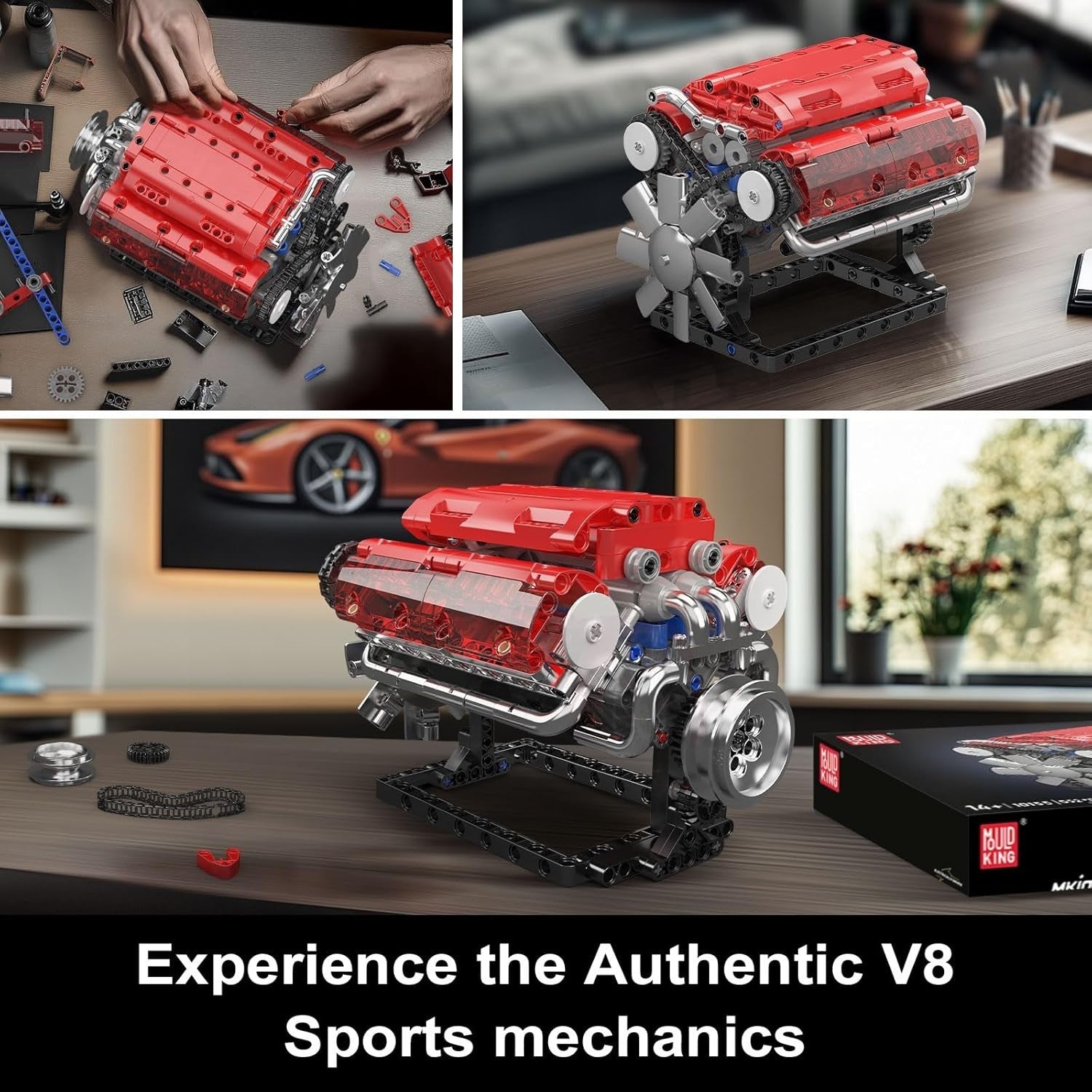 V8 Engine Model Kit Working Motor STEM Build Set Kids Teens Adults Gift