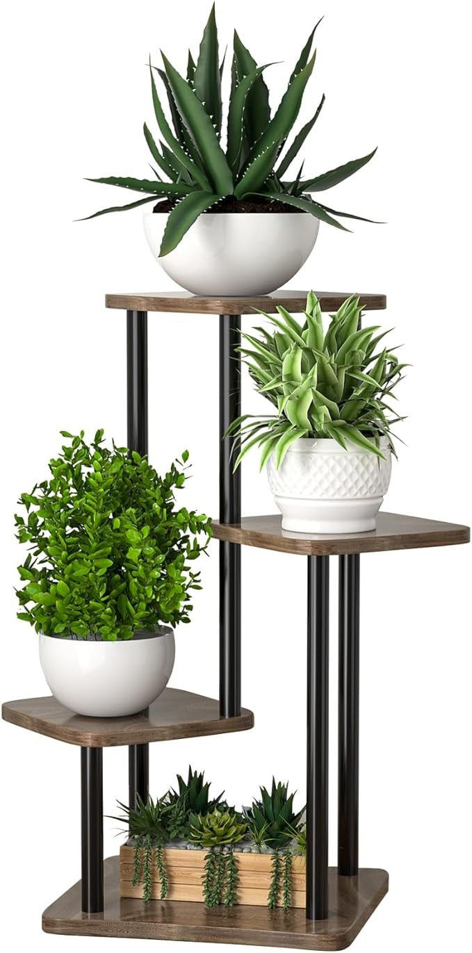 4 Tier Metal Plant Stand Indoor Tall Corner Flower Shelf for Home & Balcony