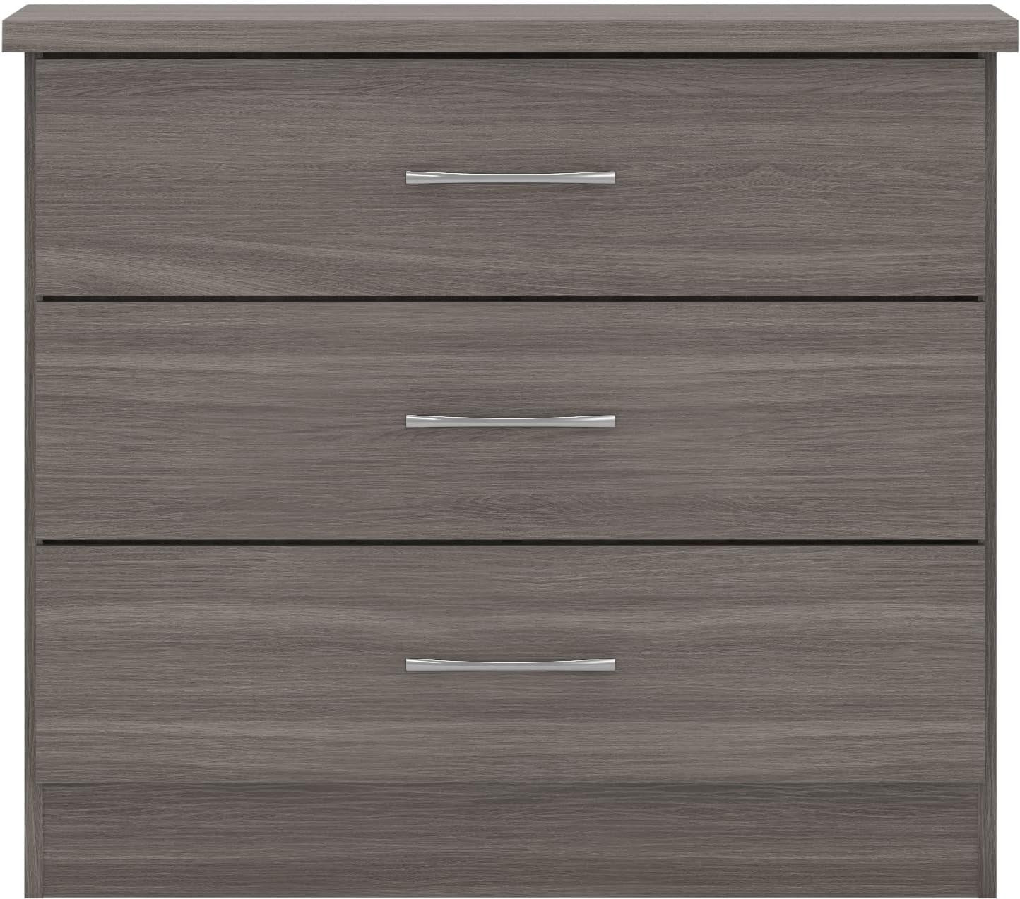 Black Wood 3 Drawer Chest Modern Bedroom Storage Unit Soft Close 81cm