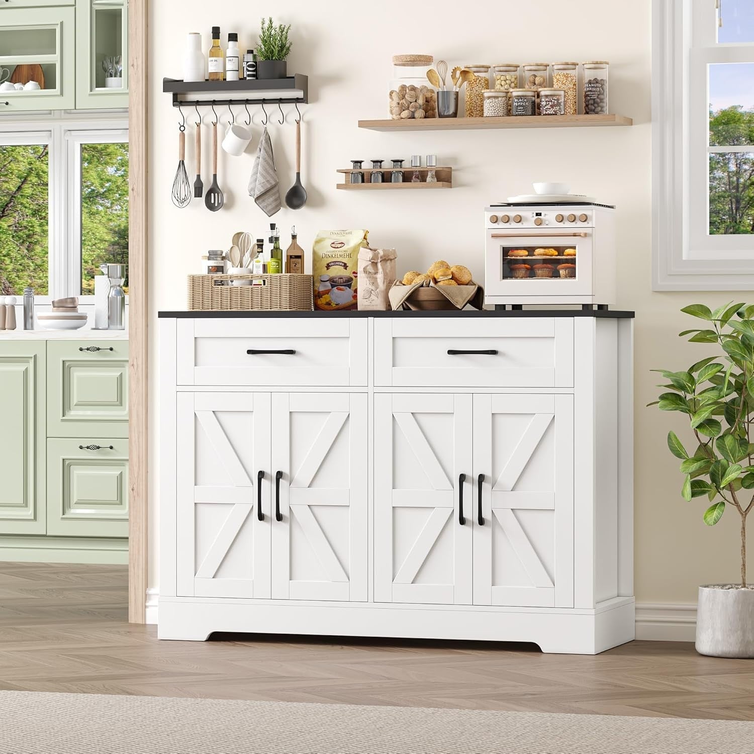 120cm Kitchen Sideboard Buffet Cabinet with Drawers & Storage – Modern White