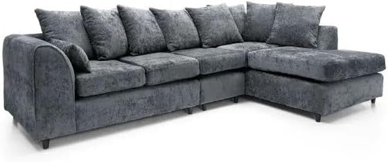 Grey 5-Seater Corner Sofa Right Hand L-Shape Alaska Fabric Modular Couch